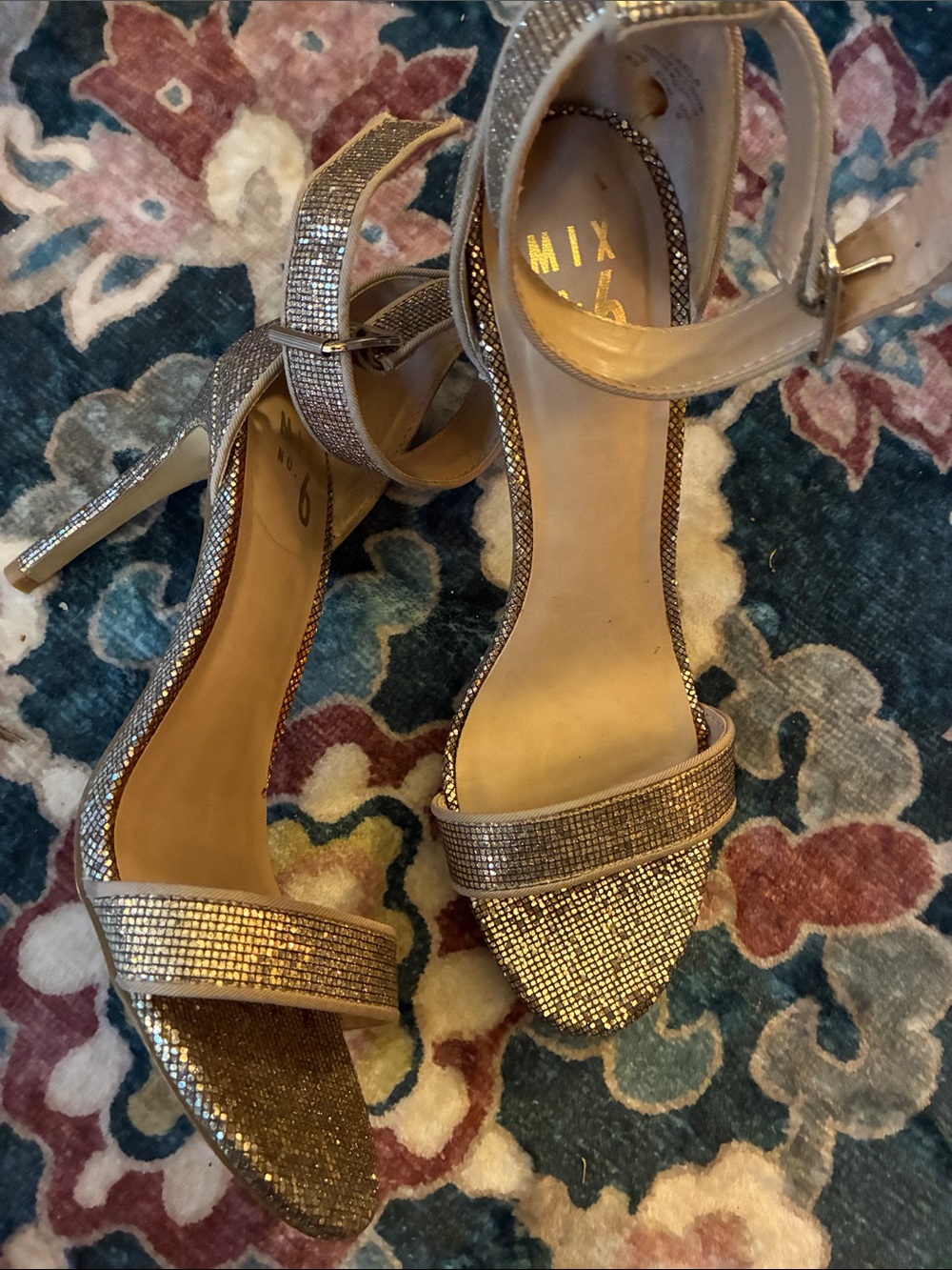 Mix No. 6 Laela Gold Mesh Ankle-Strap High Heel Sandals 8.5